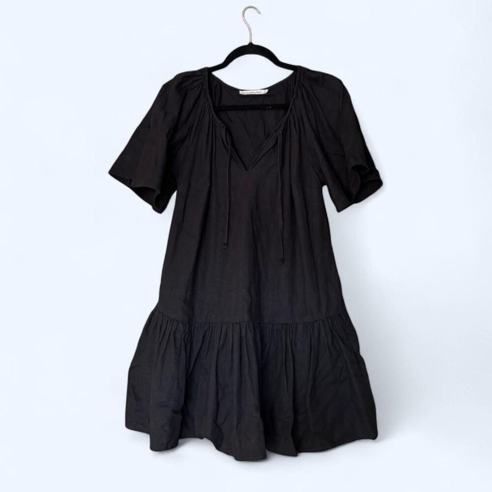 Abercrombie & Fitch Women's Linen- Blend Black Mini Dress - Small